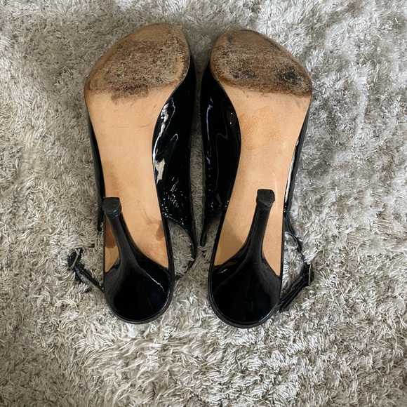 Stuart Weitzman Black Patent Peep Toe Heels - Picture 3 of 4